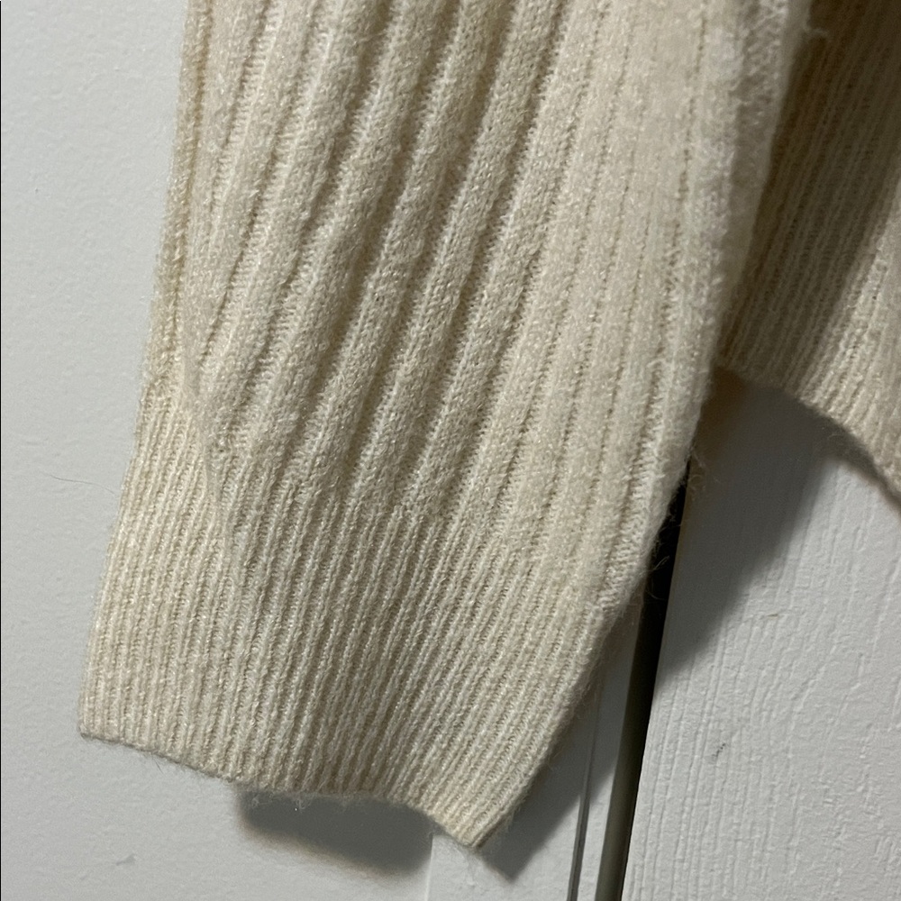 H&M Cream Ribbed Women's Cardigan with Rhinestone Buttons Large - Picture 5 of 7